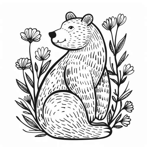 Cute Bear Coloring Page Kids