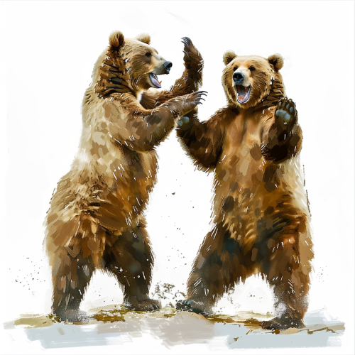 Two bears playfully interacting