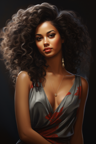 Kind young woman with black curly hair