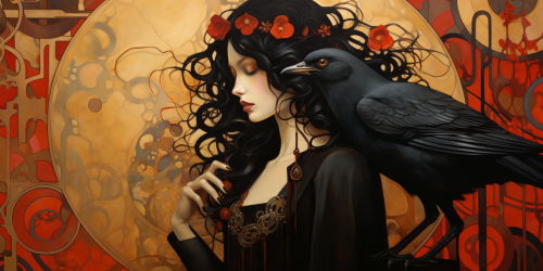 Beautiful crow icon painting masterpiece