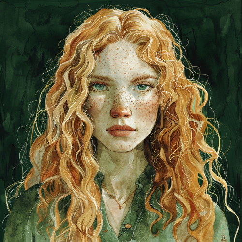 Beautiful female elf portrait watercolor