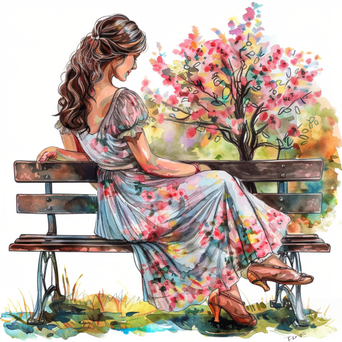 Beautiful ethereal woman on bench