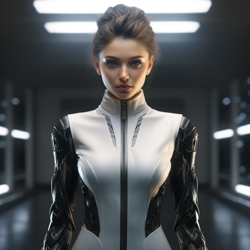 Beautiful Female Executor in Futuristic Attire