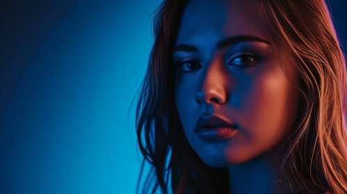 Beautiful Female on Dark Blue Background