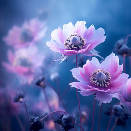 Flower Anemone on Dark Violet Background