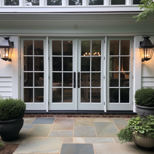 Stylish and Elegant French Doors with Sidelites and Transom