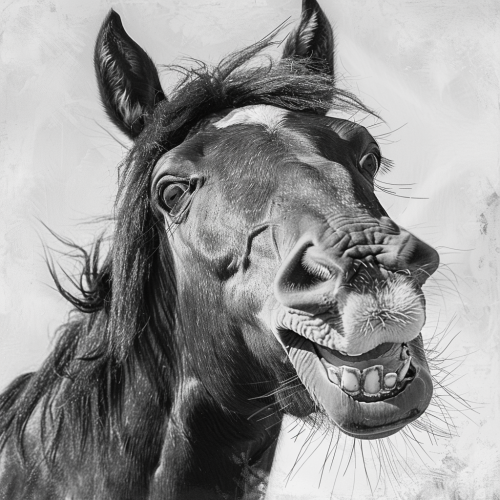 realistic horse laughing drawing