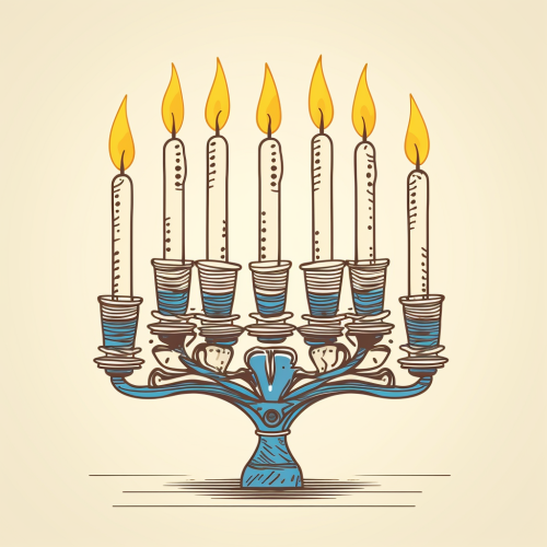 menorah with candles on white background