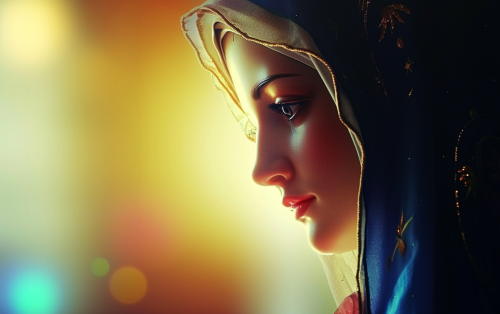 Beautiful Mother Mary Realistic High Contrast