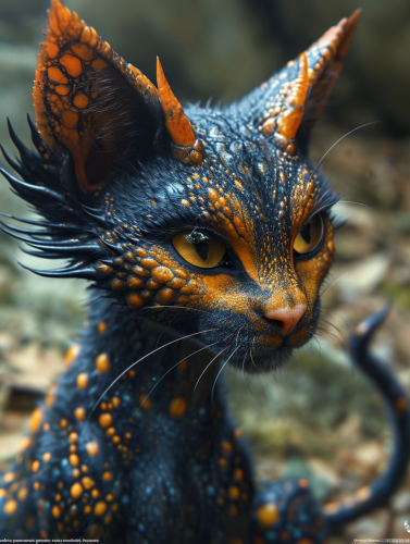 Otherworldly creature resembling savage cat and Houndoom