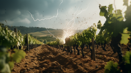 Cinematic view of vineyard amidst natural disasters Cinematic view of vineyard amidst natural disasters