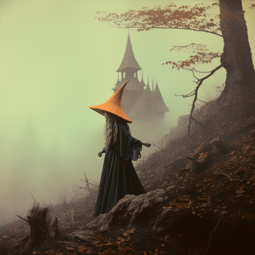 Beautiful Witch in Misty Woods