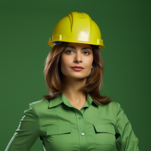 Beautiful woman in construction helmet