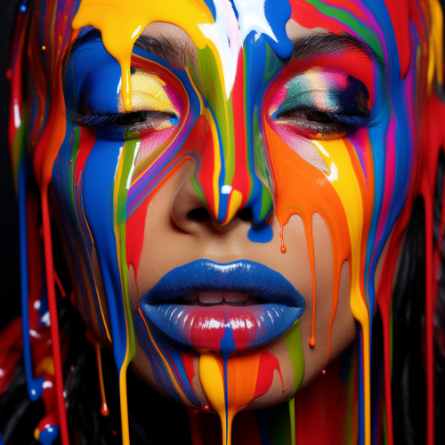 Woman with colorful paint on her face