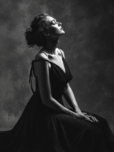 Beautiful woman posing with black and white colors