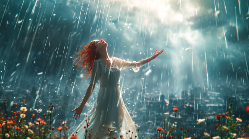 Confident woman dancing in chaotic city