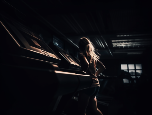 Fit and active woman running on treadmill