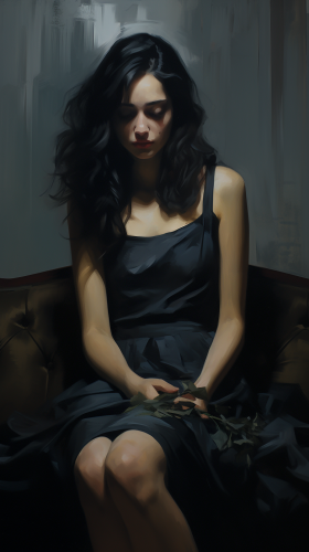 Lonely beautiful woman feeling sad