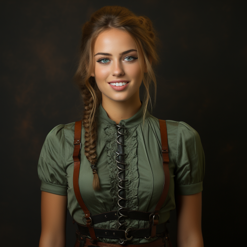 Beautiful woman with braces showing teeth