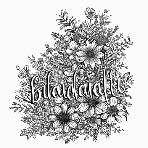Black and white vector illustration of beautiful typeface