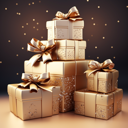 Elegant gift box with golden bow Elegant gift box with golden bow