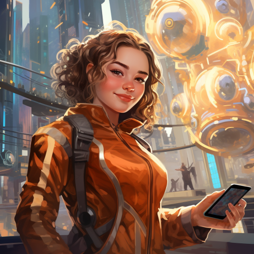 Beautiful Chubby Girl in Futuristic City