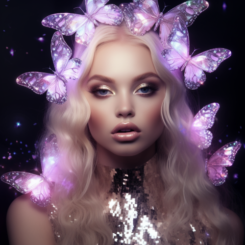 Beauty Makeup Glamour Butterfly Doll Hair Neon