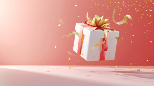 Floating gift box with golden fairies