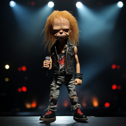 Beavis dressed as Axel Rose on stage
