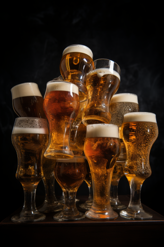Beer glasses clinking dark background