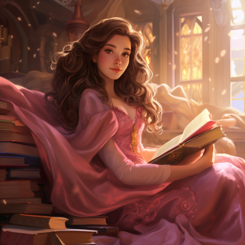 Belle reading a book in a cozy armchair Belle reading a book in a cozy armchair
