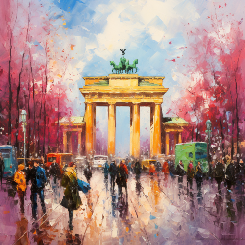 Beautiful spring painting of Brandenburger Tor Beautiful spring painting of Brandenburger Tor