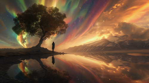 Breathtaking Aurora Landscape with Love Declaration