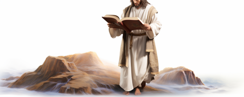 The Bible and Jesus, isolated on white background