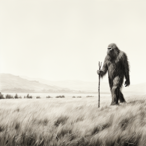bigfoot walking in field