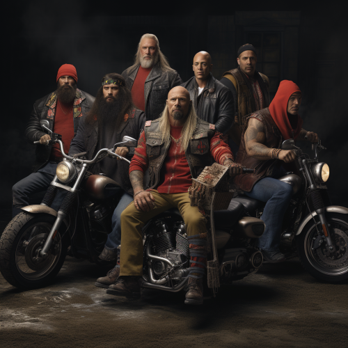 Celebrity bike gang photo