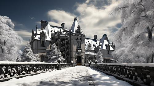 Beautiful snowy landscape at Biltmore Estate