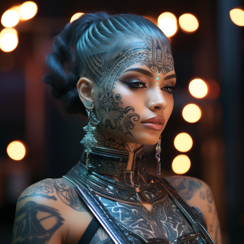 Stunning biometric hologram tattoo with neon lights