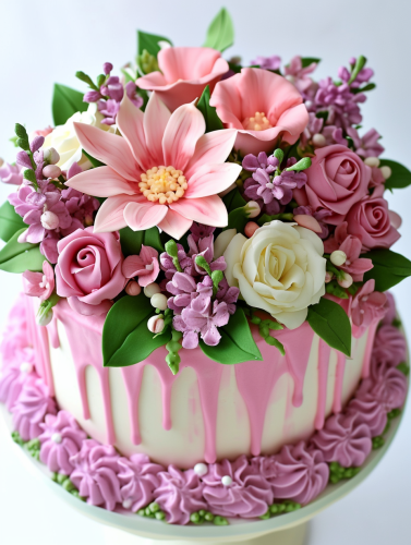 Birthday flowers cake celebration