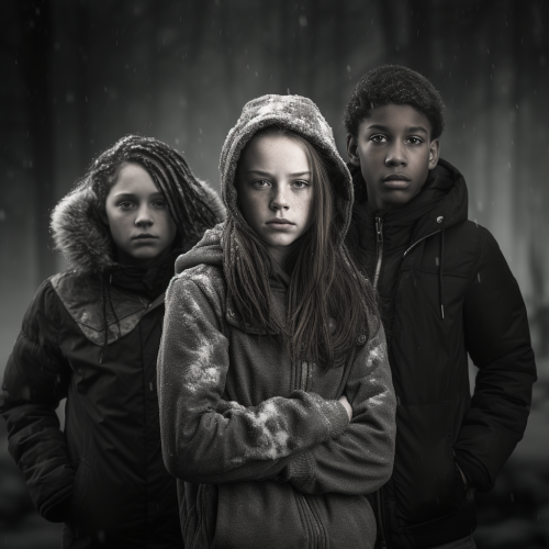 Teenagers in black and white