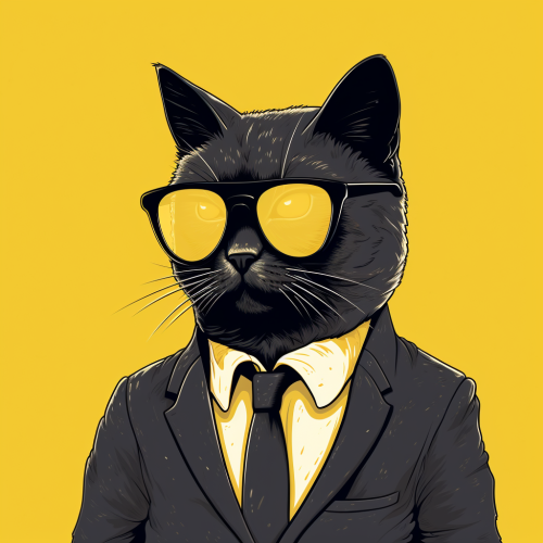 Black cat with glasses and suit