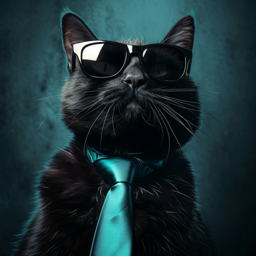 Black Cat Spy Sunglasses Turquoise Tie