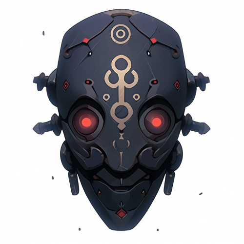 Black Ceramic Mask with Void-Infused Runes and Eye Holes