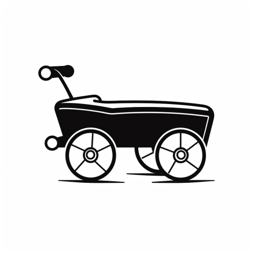 Black Drawing Toy Wagon Icon