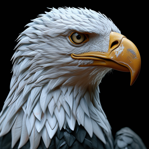 3D black eagle icon on black background