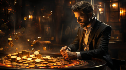 Robot researching financial markets in lab office