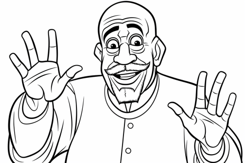 Black Grandfather Coloring Page Hand
