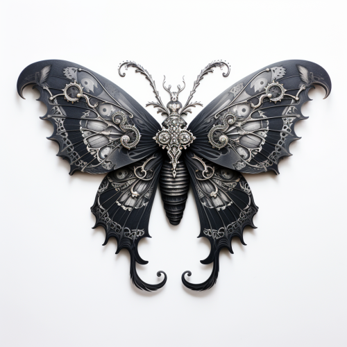 Black and grey traditional tattoo deathmoth on white