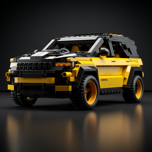 Realistic black Jeep with yellow Hellcat decal