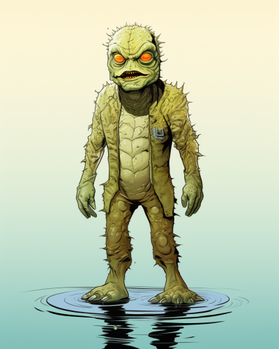 Confident Black Lagoon Creature Cartoon Illustration